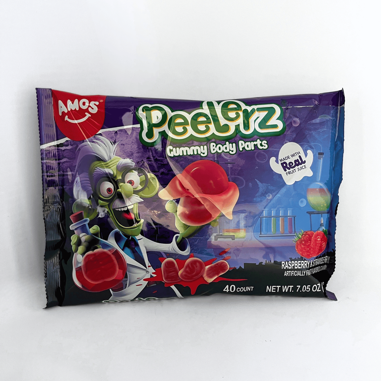Amos Peelerz Gummy Body Parts raspberry and strawberry gummy candy for Halloween