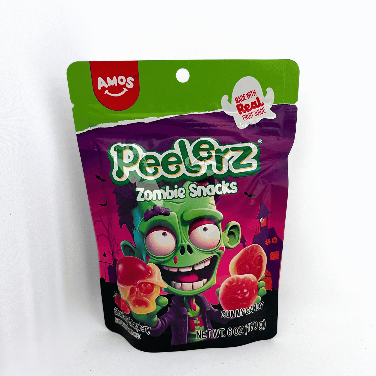 Amos Peelerz Zombie Snacks strawberry and raspberry peelable gummy candy