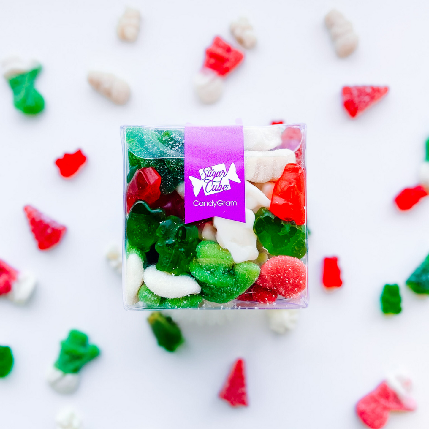 Regular Christmas CandyGram featuring the Home for the Holidays mix of red, green and white festive candy