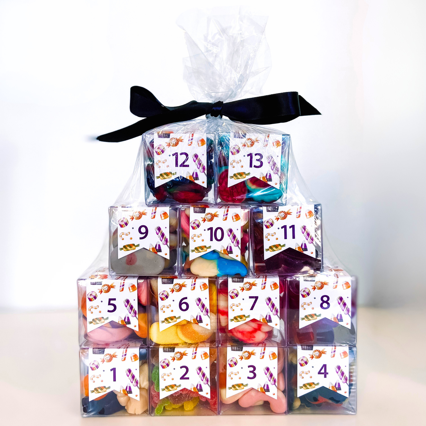 13 Fright Nights Halloween candy Advent Calendar with 13 numbered candy-filled cubes