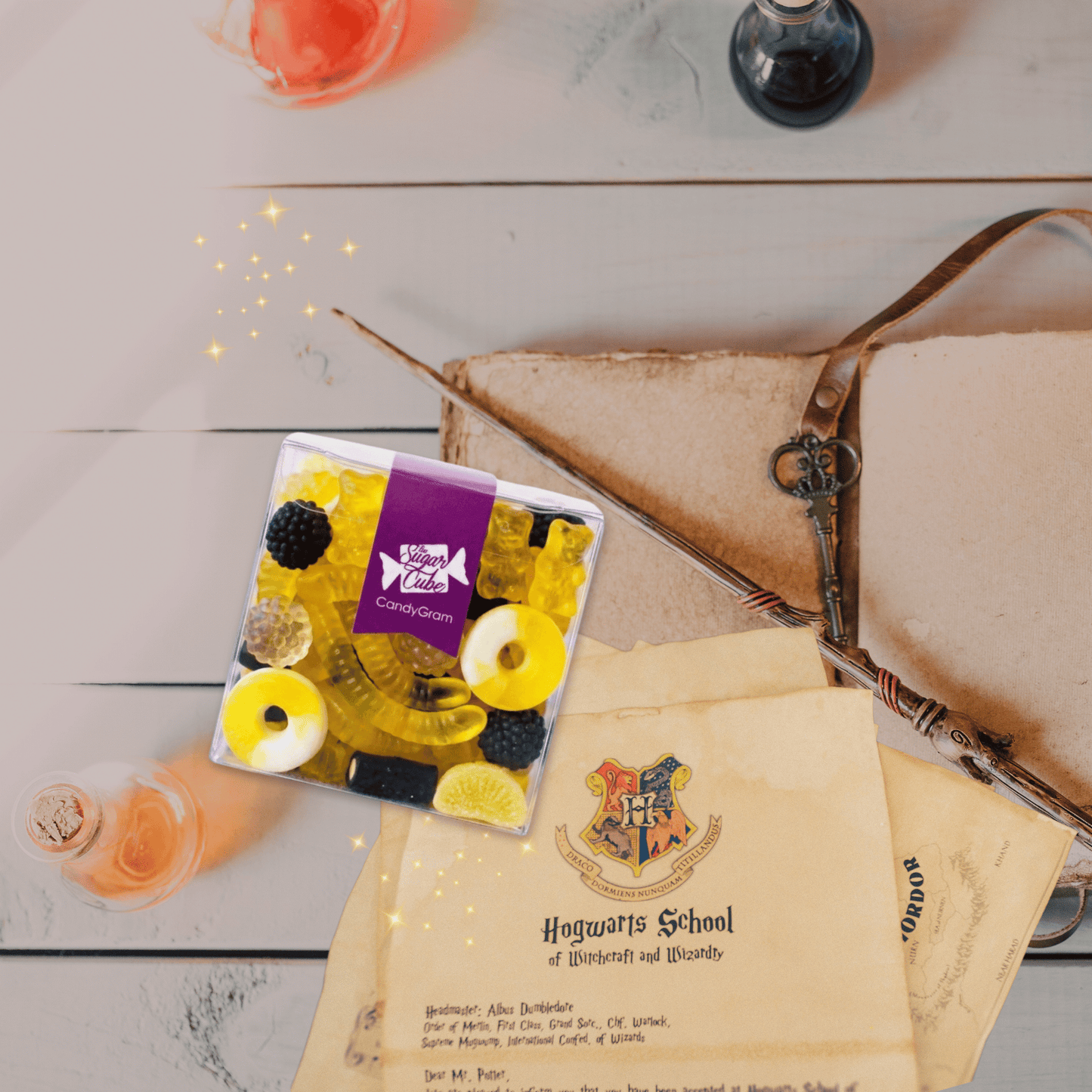 Hufflepuff Hogwarts House Regular CandyGram filled with yellow and black candy