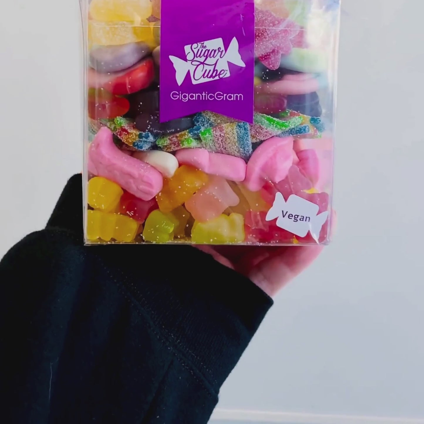 Load and play video in Gallery viewer, Vegan CandyGram filled with a colourful assortment of vegan candy from The Sugar Cube.
